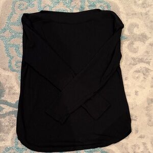 LOFT Black Long-Sleeve Boatneck Tee